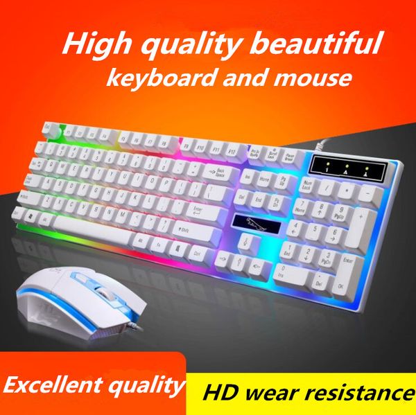 

chasing light leopard g21 wired usb light mouse and keyboard set computer mechanical feel backlit keyboard and mouse set