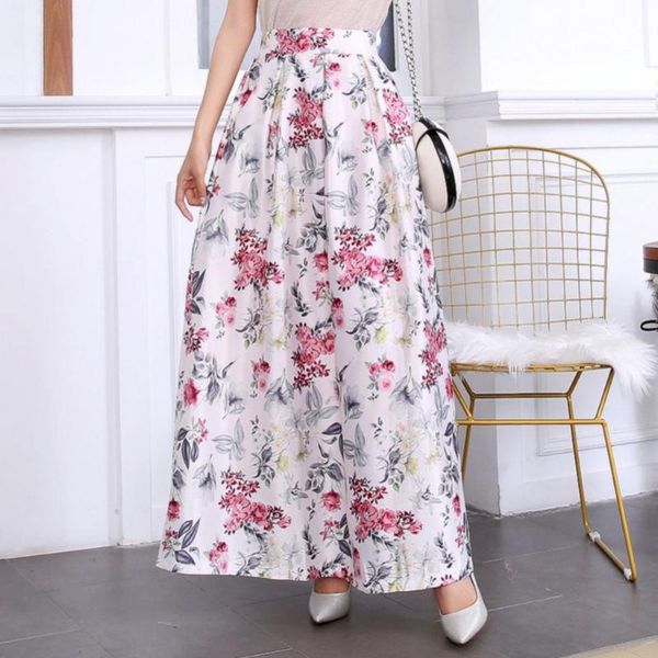 

jaycosin womens flower print fashion casual skirt retro big skirt ankle-length skirts ropa mujer erotica elegantes fashion, Black