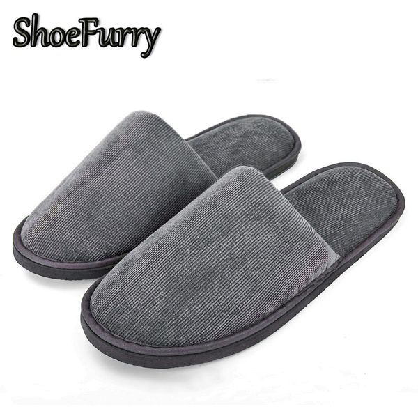 

shoefurry winter slippers casual home shoes man soft plush indoor slippers, Black