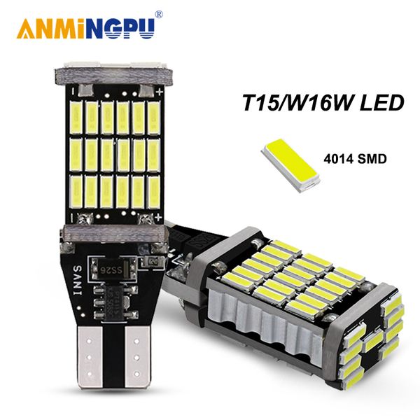 

anmingpu 2x супер яркого сигнал лампа w16w водить 4014smd t15 w16w led 921 912 для автомобилей reverse лампы резервных парковок лампочек 12v