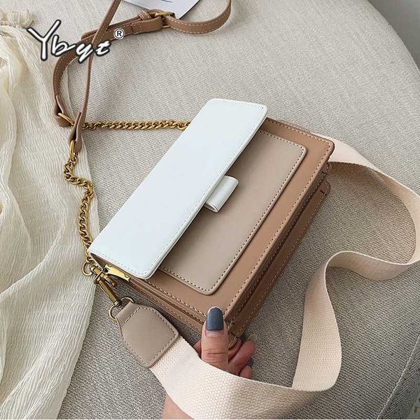 

ybyt new women handbags 2020 fashion pu leather small crossbody bag panelled chain lady shoulder flap bag