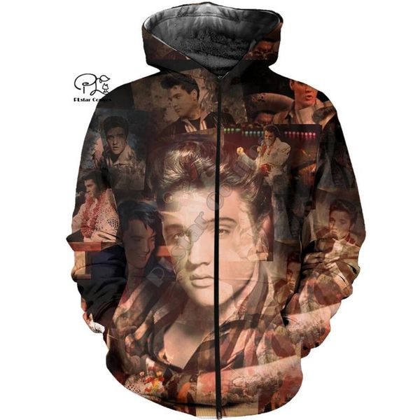 

plstar космос элвис пресли хип-хоп горячая певица мода пуловер 3d печатных молнии/толстовки/кофты/куртки, Black