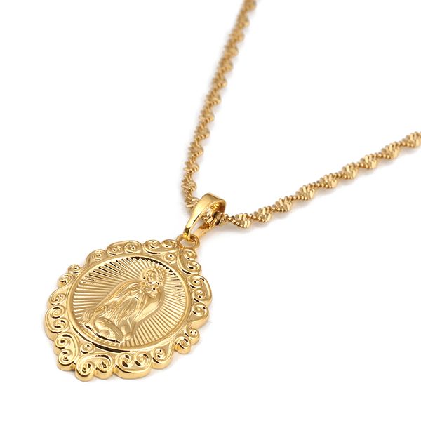 

lucky virgin mary pendant necklace religious jewely women christianity jewelry our lady goddess, Silver