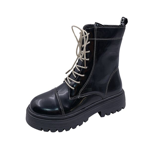 

boots women's british style 2019 autumn and winter new fashion boots korean version of the wild increased boot woman shoe, Black
