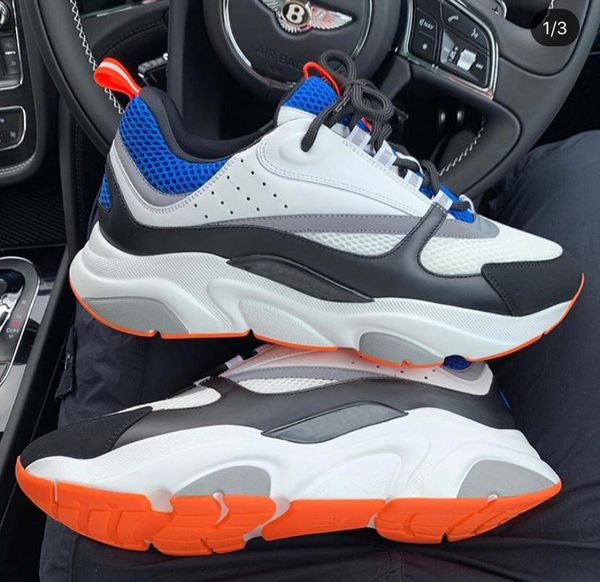 

b22 sneaker men casual shoes women flat sneaker retro low lacing-up b22 sneaker designer leather patchwork style in blue orange, Black