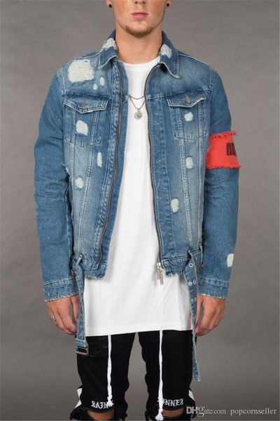 

teenager designer jean jackets winter designer ripped distressed zipper fly jean jackets fashion casaul mens streetwear, Black