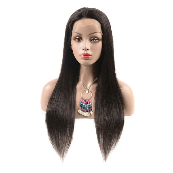 

long straight lace front wigs 8''-24'' 1b# natural black 100% human hair wigs for women high quality
