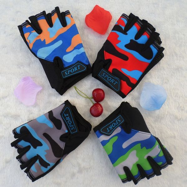 

tvuoh children's cycling half finger gloves high elastic outdoor sports roller skating mountain outdoor sports bicycle bicycle bike chi, White