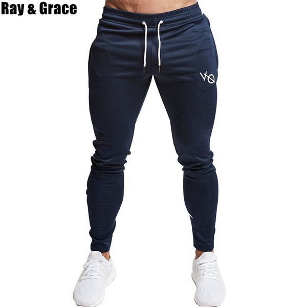 

ray grace men cotton jogging pants sweatpants man running sports pants workout training trousers male gym fitness bodybuilding, Black;blue