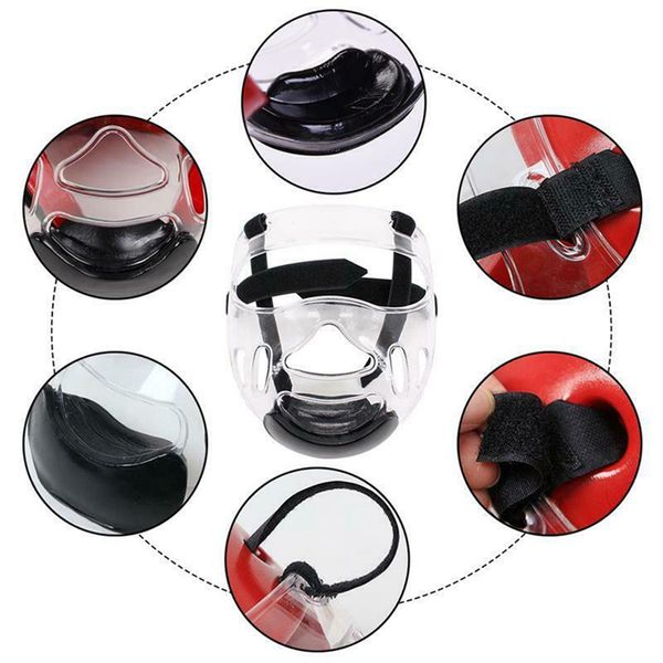 

clear mask full headgear guard protector head protective gear face shield removable taekwondo helmet