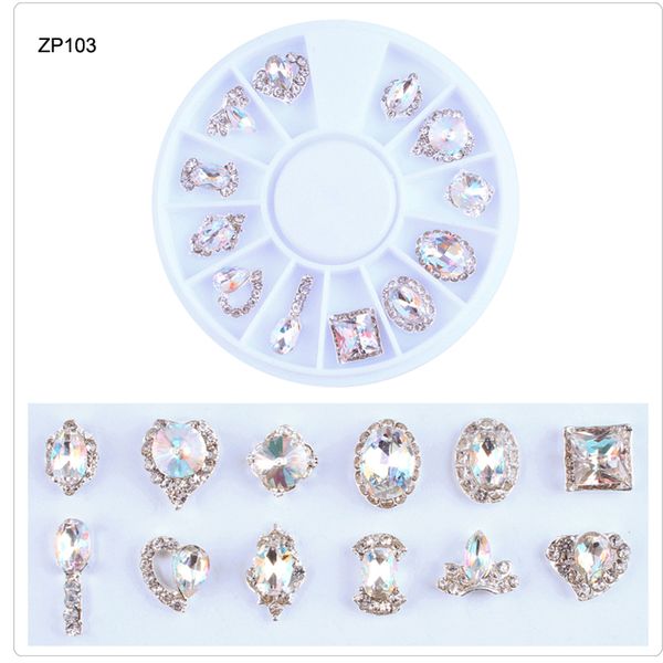 

1wheel nail glass crystal rhinestones 12pcs/wheel rhinestone gems 3d charms irregular shape jewelry stones nail art decoration #, Silver;gold