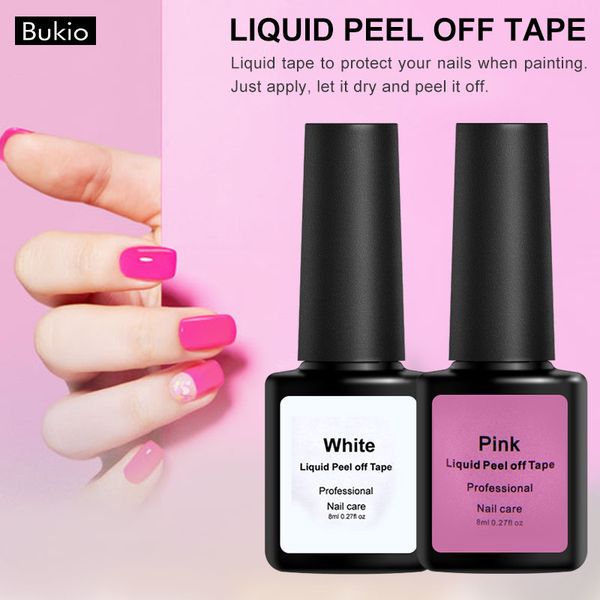 

bukio nail latex pink peel off tape liquid glue gellak lucky lacquer protect nails polish block nail varnish nails set, Red;pink