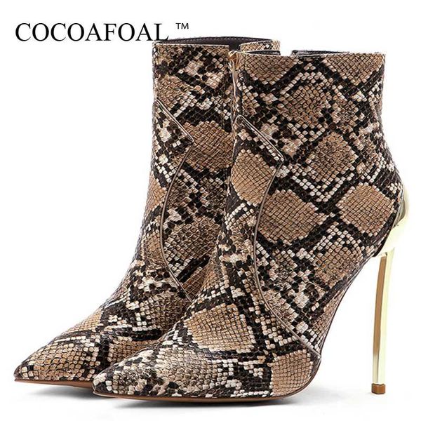 

cocoafoal snake skin women singles women high heels metal shoes laarzen snake skin laarzen 2019, Black