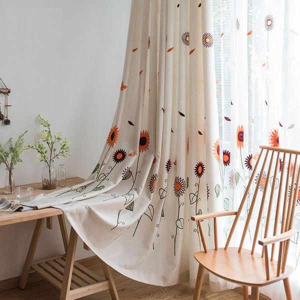 

корейский стиль занавес современная минималистская небольшая спальня теплого свежее искусство подсолнечник пастырского занавес