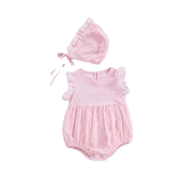 

wlg baby girl romper toddler summer pink short sleeve romper with hat baby girl cute clothes for 6-18 months, Blue