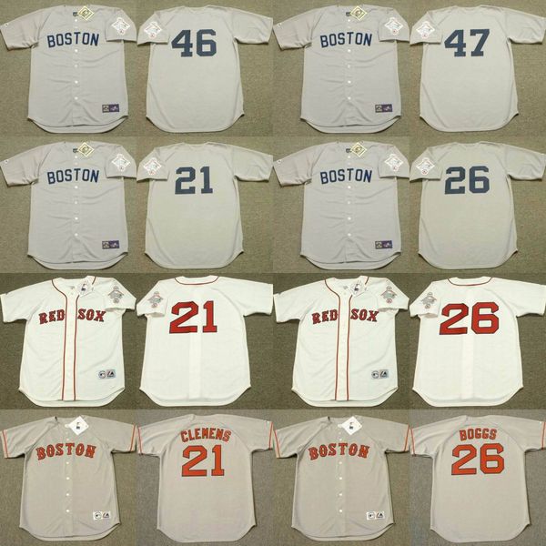 

boston 21 roger clemens 26 wade boggs 46 bob stanley 47 bruce hurst baseball jersey stitched, Black