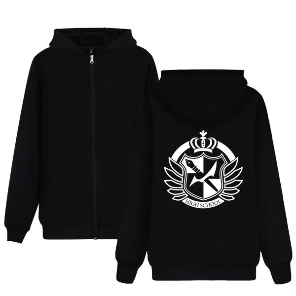 

funny games spike hoodies with zipper hat mens cosplay clothing brand print spike high school hooded sweatshirts, Black