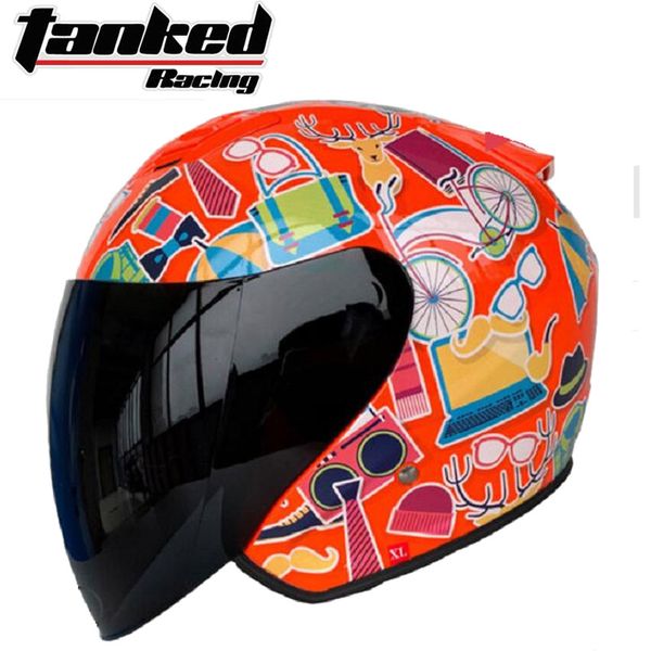 

2019 new knight protection tanked racing half face motorcycle helmet four seasons universal abs motorbike helmets pc lens visor