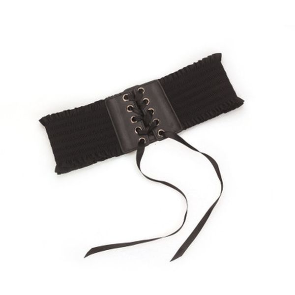 

women lady fashion wide buckle elastic stretch corset waistband waist belt, Black;brown