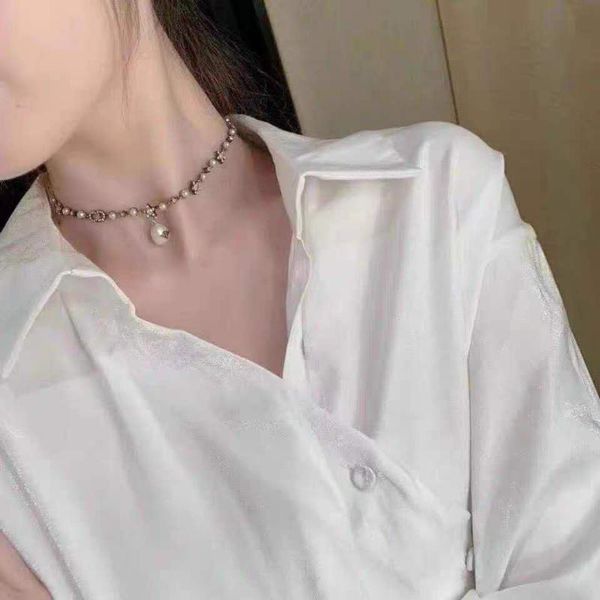 

pearl necklace vintage alphabet bee necklace jewelry popular accessories, Silver