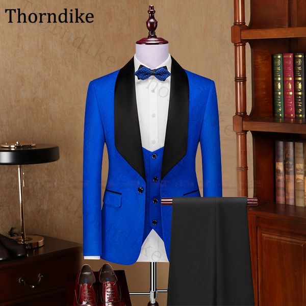 

thorndike shawl lapel prom tuxedos custom made 3 pcs suit men 2020 casual single breasted wedding dress suit elegant formal, White;black