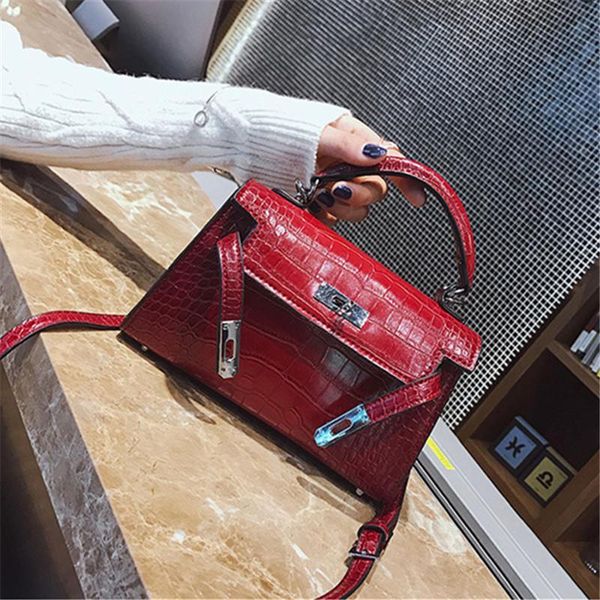 

2018 new crocodile grain mini kate bag fashion trend stone pattern buckle small square shoulder bag across wild ladiesdrtjhrdt