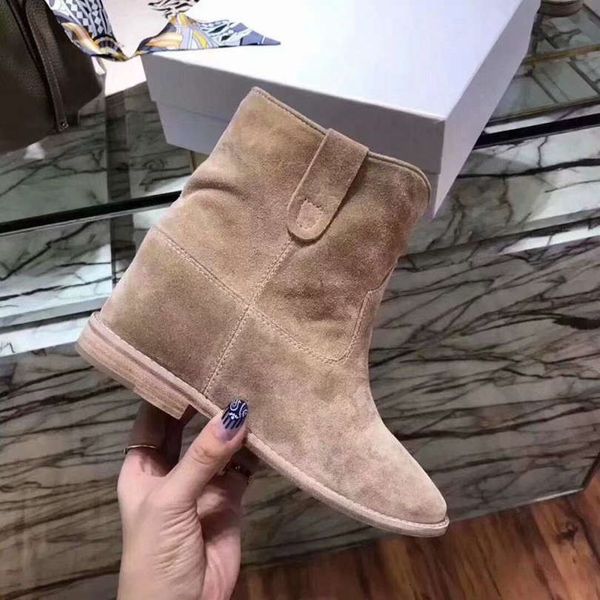 

international big name designer gao siguang cattle anti-velvet apricot black and ankle boots fashion work boots increased 5.5cm 35-40