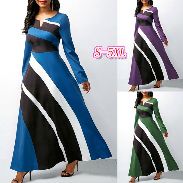 

2019 new elegent fashion style summer women beauty plus size long sleeves long dress s-5xl, Black;gray