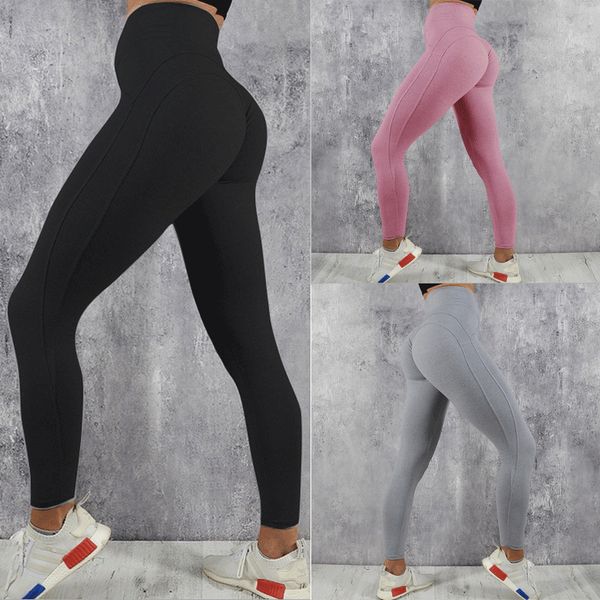 

women push up yoga leggings workout high waist gym sports pants running trousers, Blue