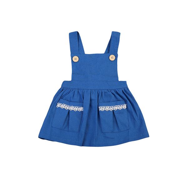 

новорожденных baby girl denim cute прекрасные площади рукавов воротник цветочные кружева карманы синий платье сарафаны комбинезоны outfit al, Red;yellow