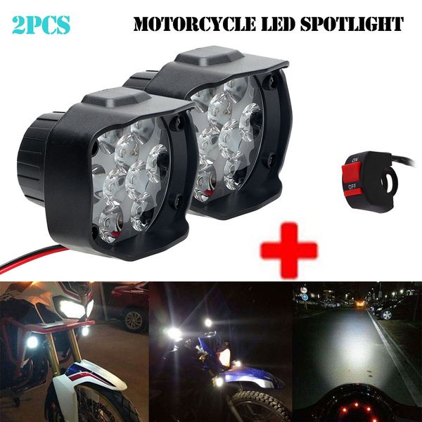 

new 2pcs 9 led motorcycle headlights spotlights fog spotlight driving light 2000lm led headlights 15w with switch #py10