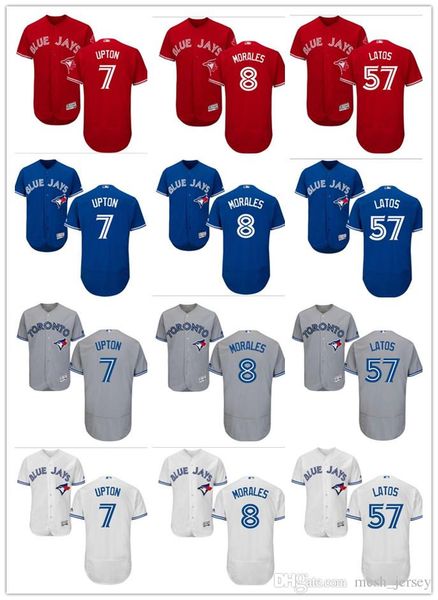 

men women youth toronto blue custom jays jersey #7 b.j. upton 8 kendrys morales 57 mat latos home blue white grey baseball jerseys, Blue;black