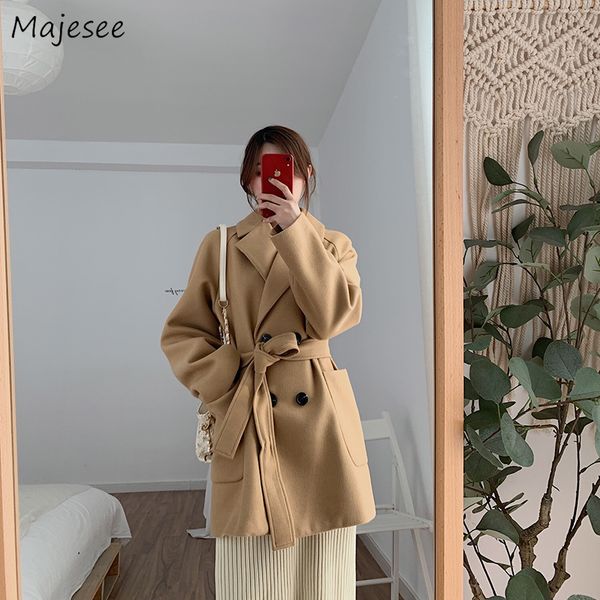 

women coat winter clothes warm solid double breasted all match womens black woolen coats elegant pockets plus size clothing soft