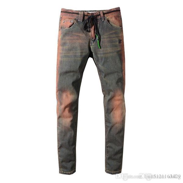 

2020 wholesale men jeans fashion brand designer skinny ripped biker jeans distressed denim joggers washed green hip hop plus size 28-40, Blue