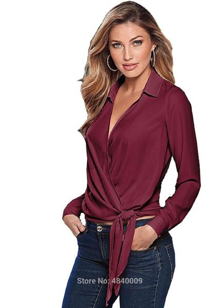 

creatorzwz женщины повседневная блузка с v-образным вырезом туника с длинным рукавом рубашки из чистого цвета, White