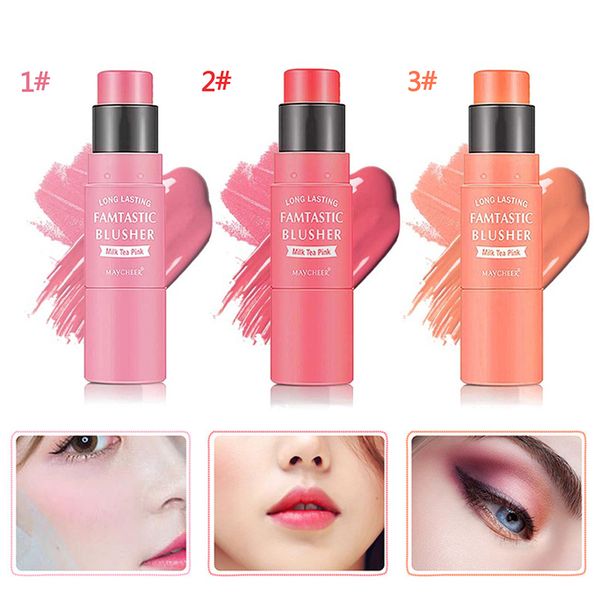 

maycheer 3 colors double end cream blush stick waterproof blush contour blending brush long lasting peach make up tslm1