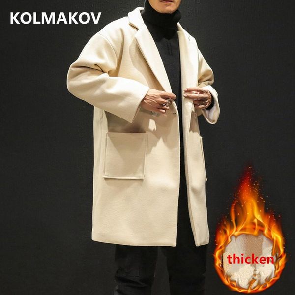 

men's winter new long coats men fashion casual windbreak mens overcoat thick warm trench coat male jackets  to 5xl, Tan;black