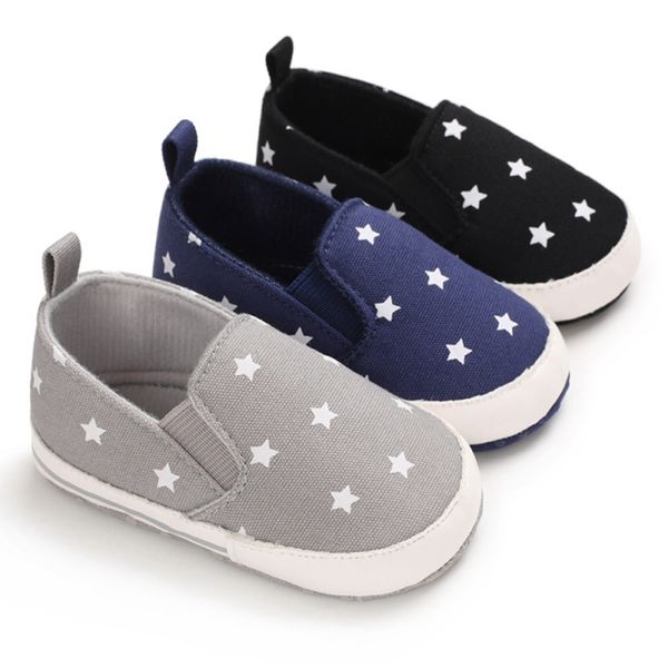 2020 Moda Baby Boy Shoes de Algodão de Canvas Stars Sapatilhas Soluas Soluas Raso ToDdler First Walkers Sapatos 0-18 meses