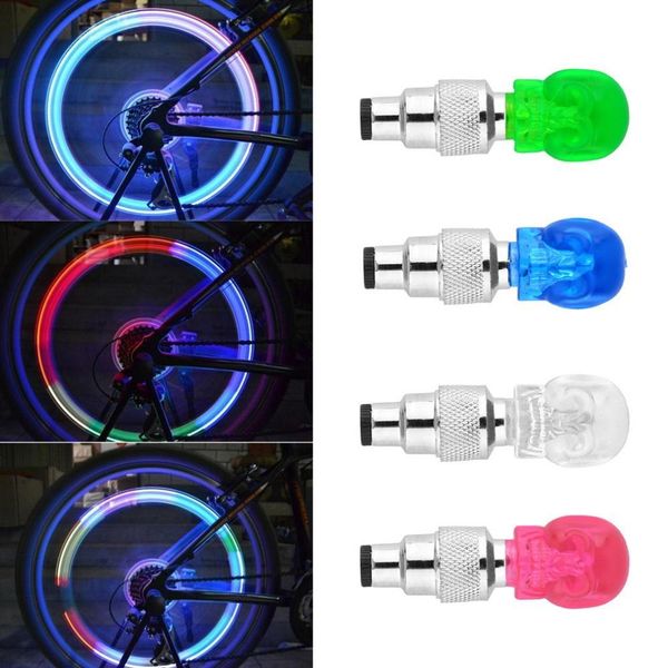 

plastic skull shape bicycle valve light wheel tyre lamp for car motorbike bike colorful bicycle accessories wheel light
