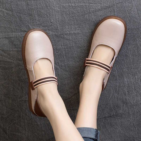 

women leather flats shoes spring mary jane shoes for women black flat ankle strap handmade genuine leather soft flat