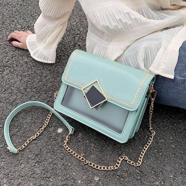 

chain transparent pu leather crossbody bags for women 2020 summer small shoulder bag lady summer fashion travel handbags