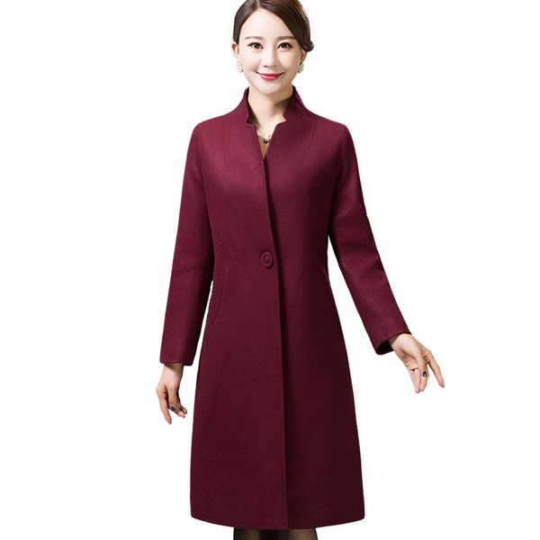 

coat female spring-fall wool coat women's blue large size woolen coats red fashionable female clothing r996, Black
