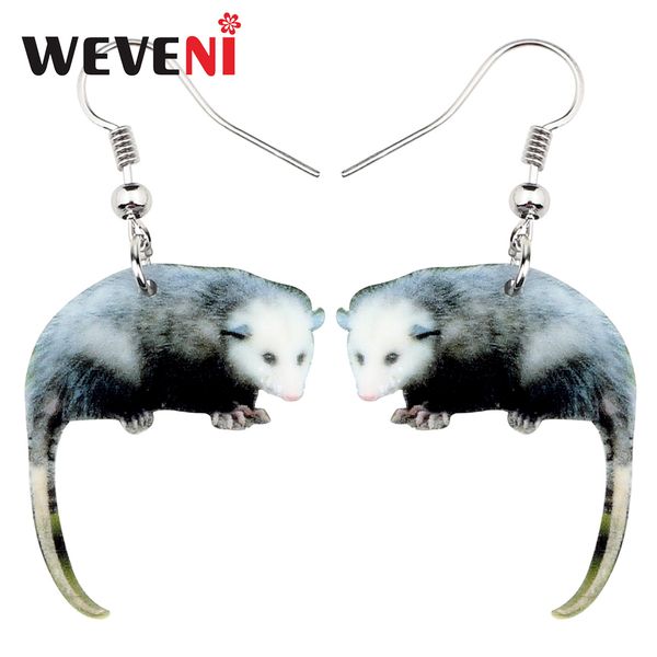 

weveni acrylic wild possum earrings drop dangle cute animal jewelry for women girls gift charms accessories wholesale brincos, Silver