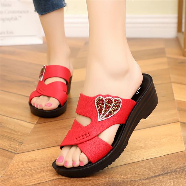 

slippers women summer shoes slides jelly flip flops on a wedge shale female beach med pantofle glitter flat, Black