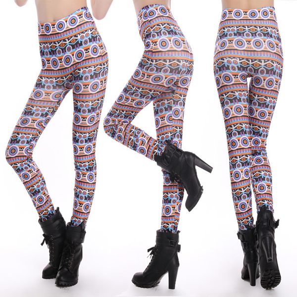 

korean-style-style geometry graphics skinny capri pants leggings seamless printed women's pants legging, Black