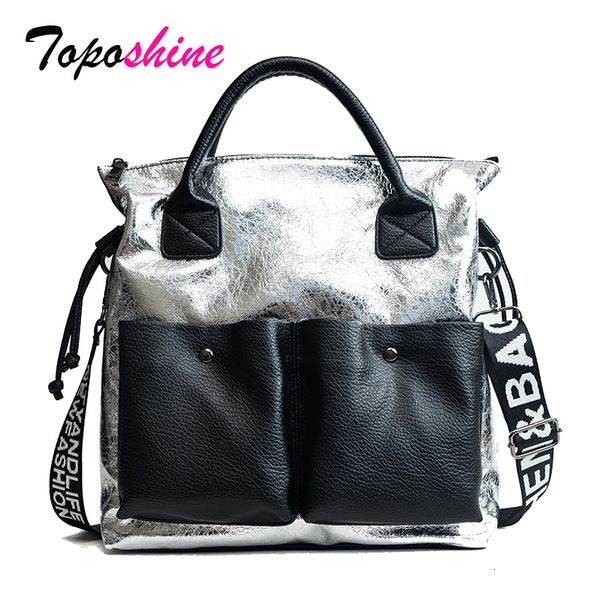 

shine large capacity women bags fashion shopping bag double pocket girl casual tote 2019 young lady handbags shoulder bag cj191205