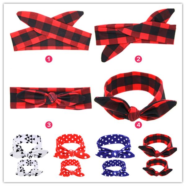 

мама девушки матча bow tie ободки для волос bands wrap уха кролика ободки бронзировать dot плед сетка встроенная банданы аксессуары для воло, Slivery;white