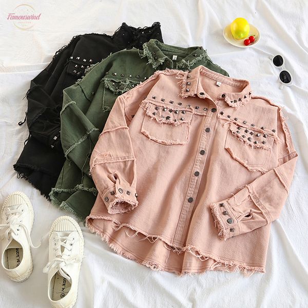 

woman jacket womens coat rivet spring denim jacket casual loose jeans jacket women long sleeve plus size women bomber womens denim coat, Black;brown