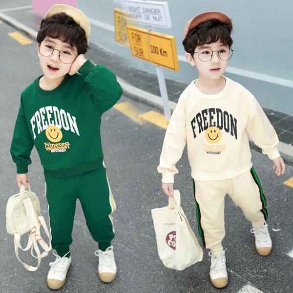 

children's sports suit spring 2020 set for children and boys, White