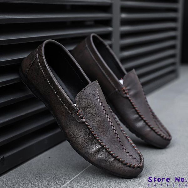 

2019 men's breathable leather loafers casual shoes man autumn slipon drive peas shoes tenis masculino adulto krasovki plus39-44, Black